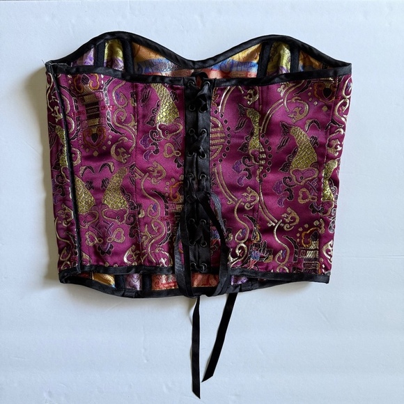 Fredrick's Of Hollywood Satin Print Corset Top Size Small - Picture 7 of 16